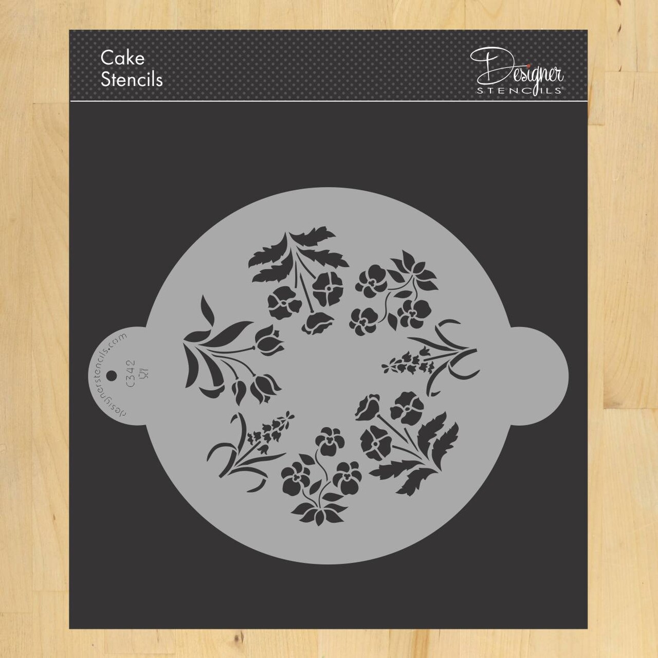 7-Inch Spring Garden Cake Stencil Top | C342 by Designer Stencils | Cake Decorating Tools |